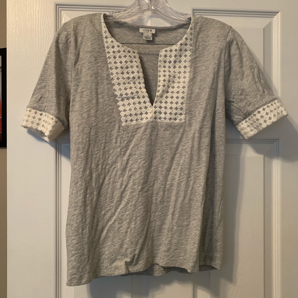 J. Crew Gray White Top